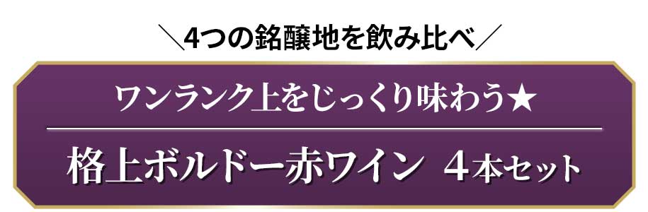 ＼4つの銘醸地を飲み比べ／ワンランク上をじっくり味わう★格上ボルドー赤ワイン4本セット