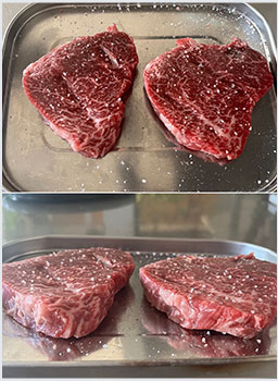 ステーキを焼く