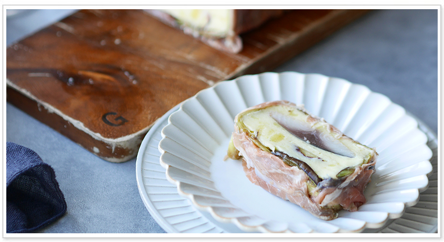 なすと鯖といちじくのテリーヌ