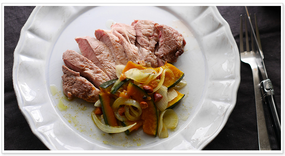 第24回目ポークソテーカボチャのエスカベーシュ添え