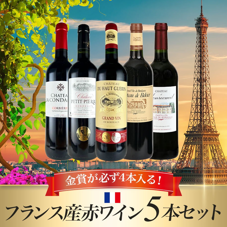 金賞が必ず4本入る！★フランス産赤ワイン5本セット