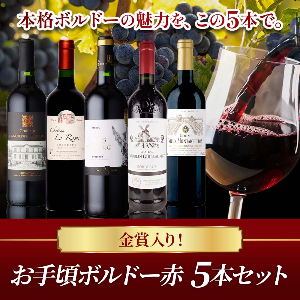 金賞入り！お手頃ボルドー赤5本セット