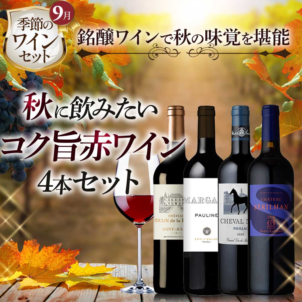 ～メドック銘醸地制覇～秋に飲みたいコク旨赤ワイン4本セット